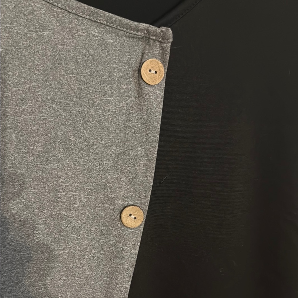 Gray and Black Asymmetrical Button Down Shirt - Picture 2 of 4